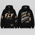 F.L.Y Self Club Black / tan hoodie design preview